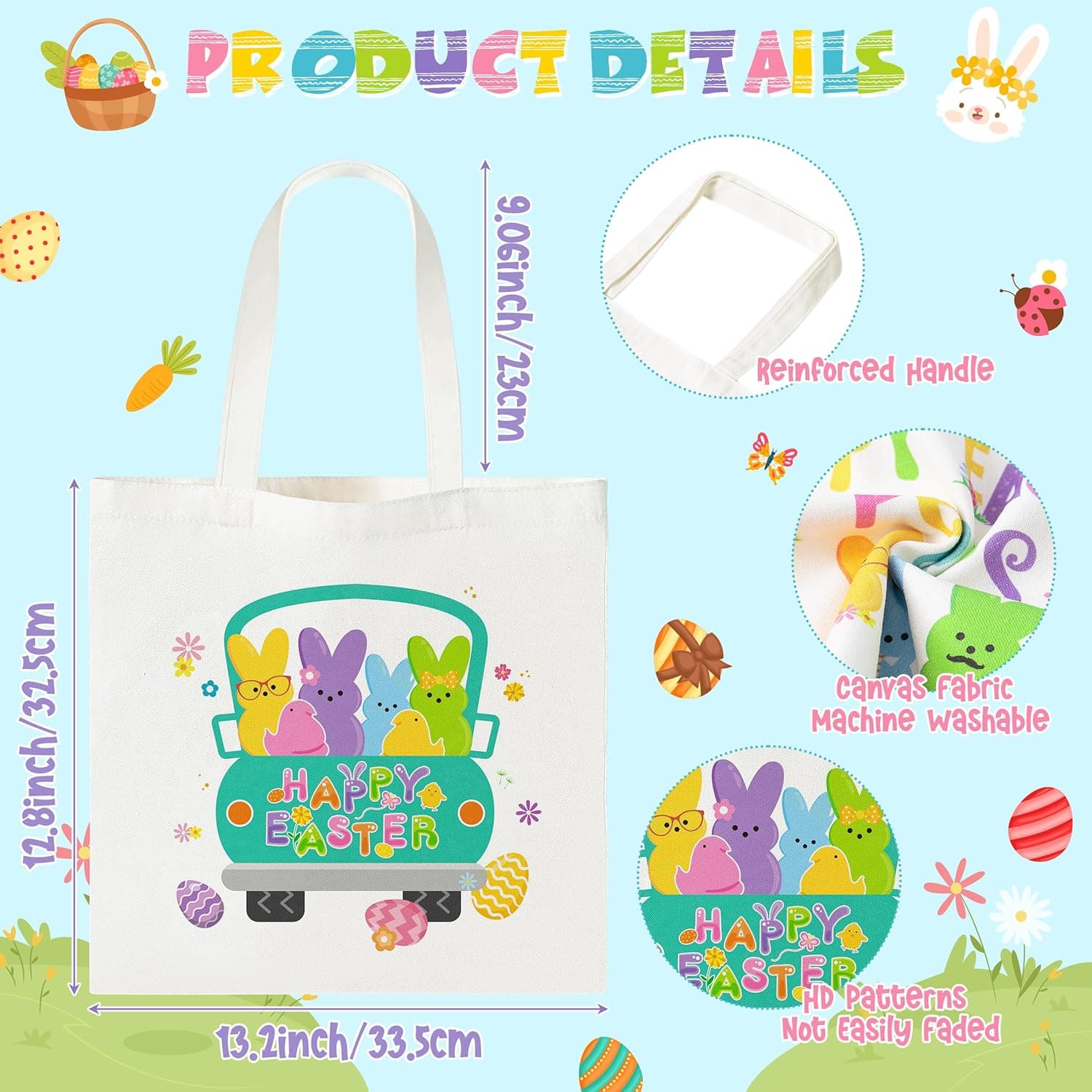 Large Easter Canvas Bags - Set of 3 thumbnail 4