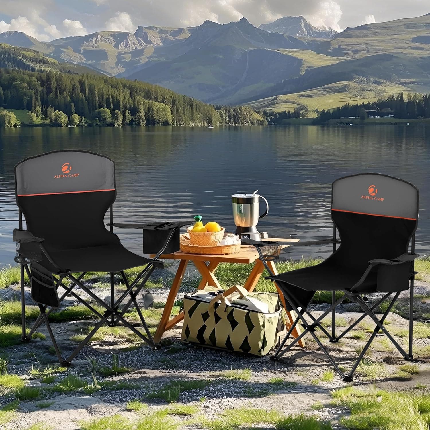 ALPHA CAMP Folding Camping Chairs 2-Pack thumbnail 2