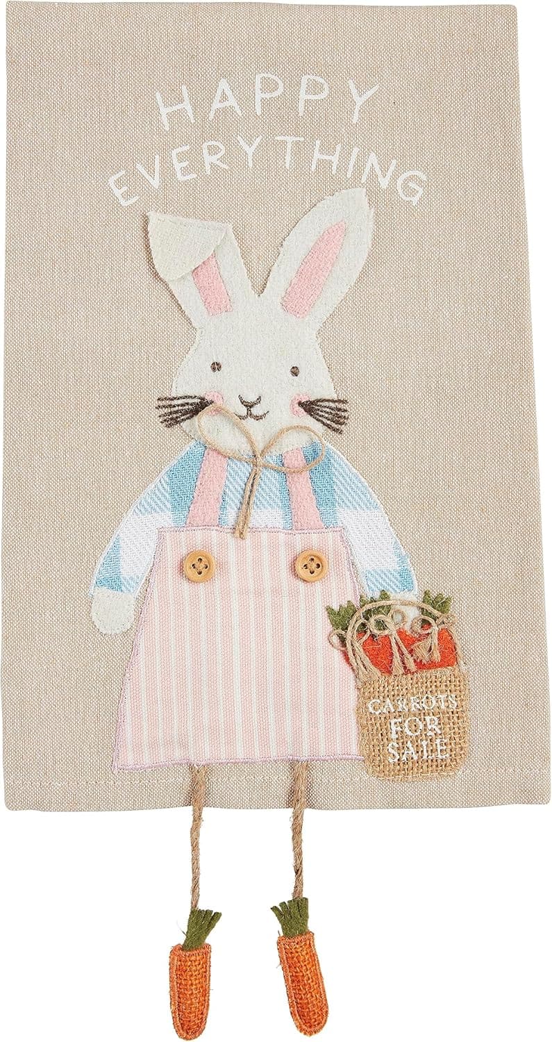 Mud Pie Easter Dangle Towels, Happy Everything; 14" x 21" : Home &amp; Kitchen image 1