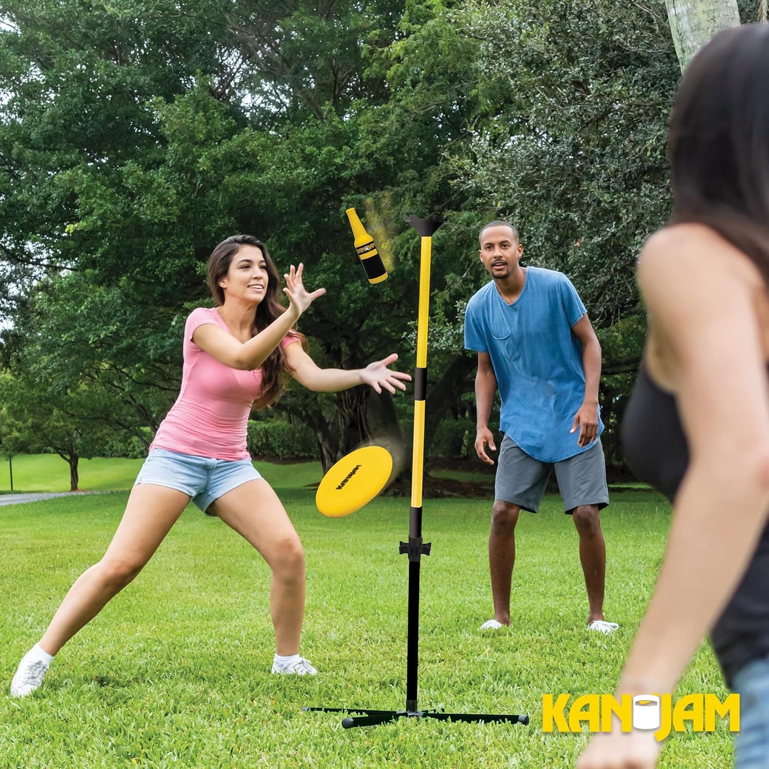 Kan Jam Disc Toss Game - Black/Yellow, Plastic - Quick Snap-Together Setup for Yard Games - Durable Steel Poles &amp; Wide Bases for Lawn Games - Compact Carry Bag for Camping : Sports &amp; Outdoors thumbnail 5