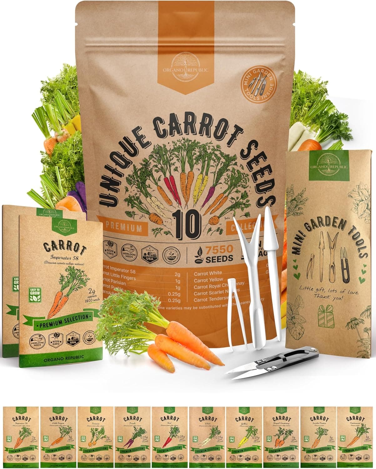 Organo Republic 10 Unique Carrot Seeds Variety Pack image 1