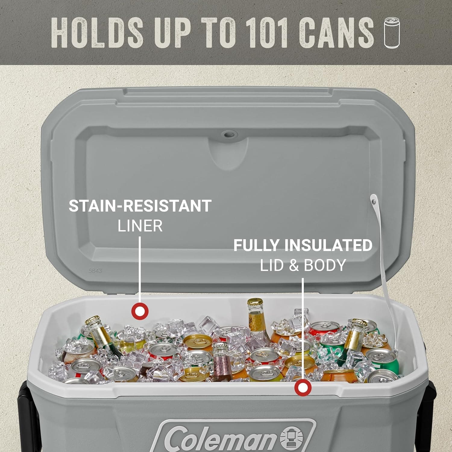 Coleman Classic Series Insulated Portable Rolling Cooler with Wheels, Leak-Resistant Outdoor Hard Cooler Keeps Ice up to 5 Days, 62-Quart : Sports &amp; Outdoors thumbnail 4
