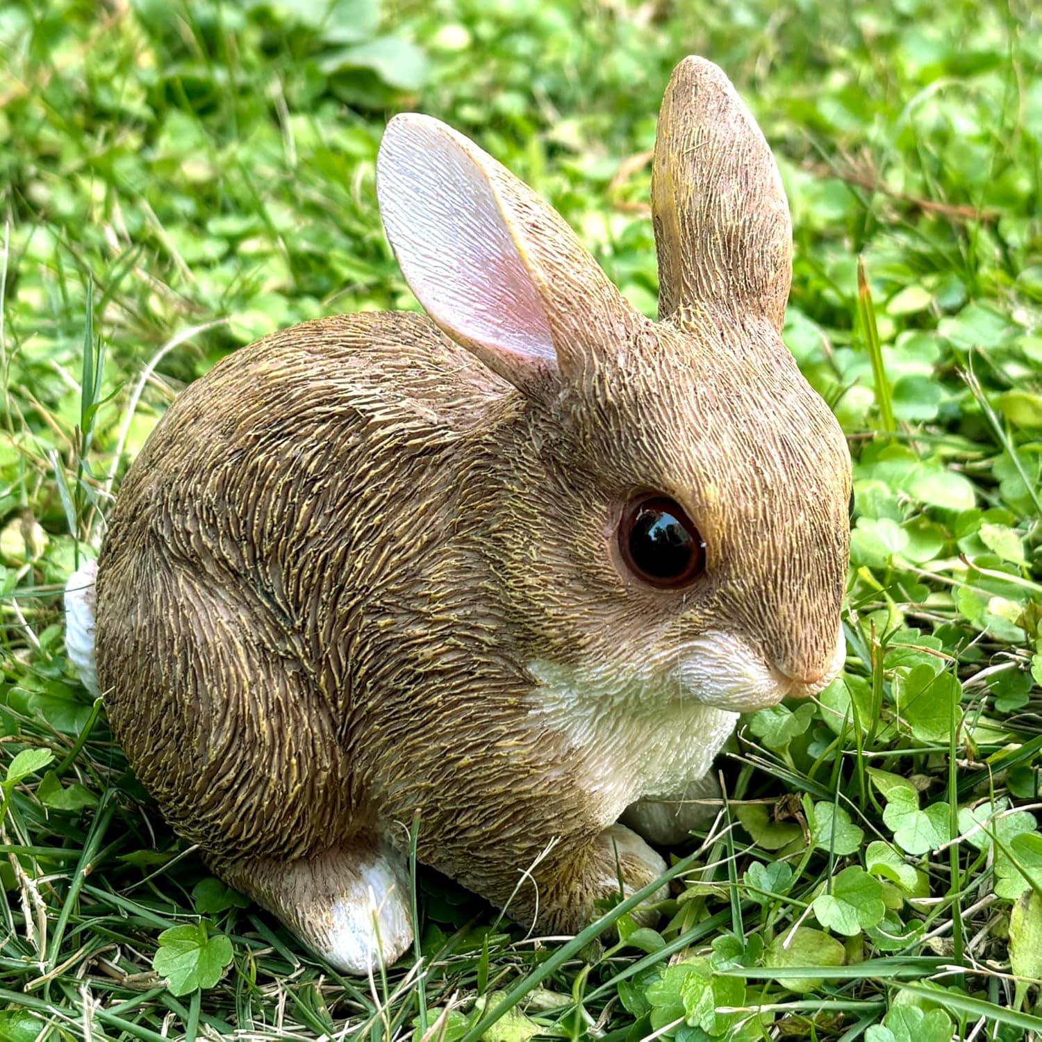 Basuo-9Q Garden Decor Resin Rabbit Statues, Easter Bunny Figurines, Outdoor Indoor Spring Decorative Animal Sculptures Photo Props Tabletop Centerpiece (Brown&amp;White) : Home &amp; Kitchen thumbnail 4