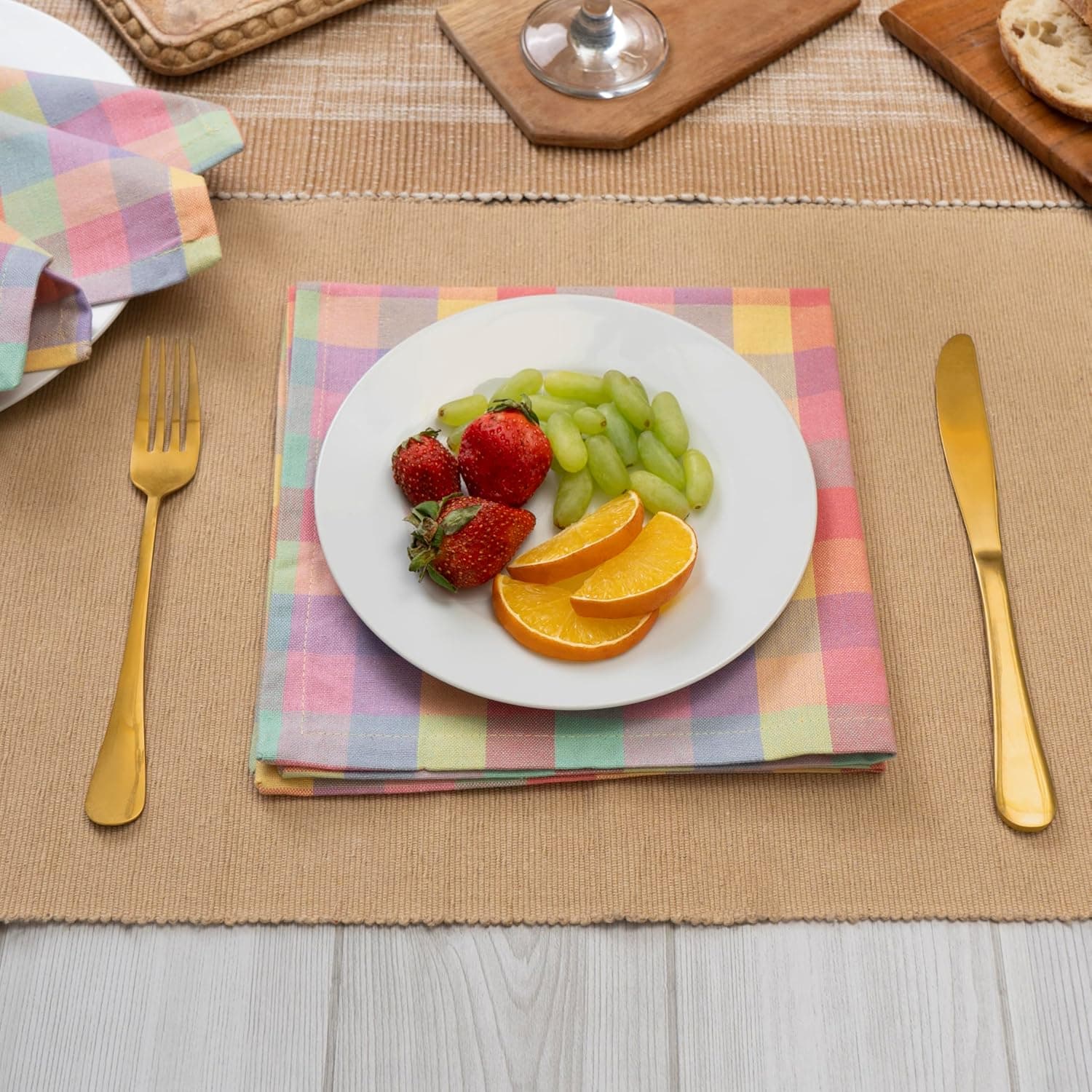 Blue Needles Gingham Buffalo Plaid Cloth Napkins Set of 12 thumbnail 3