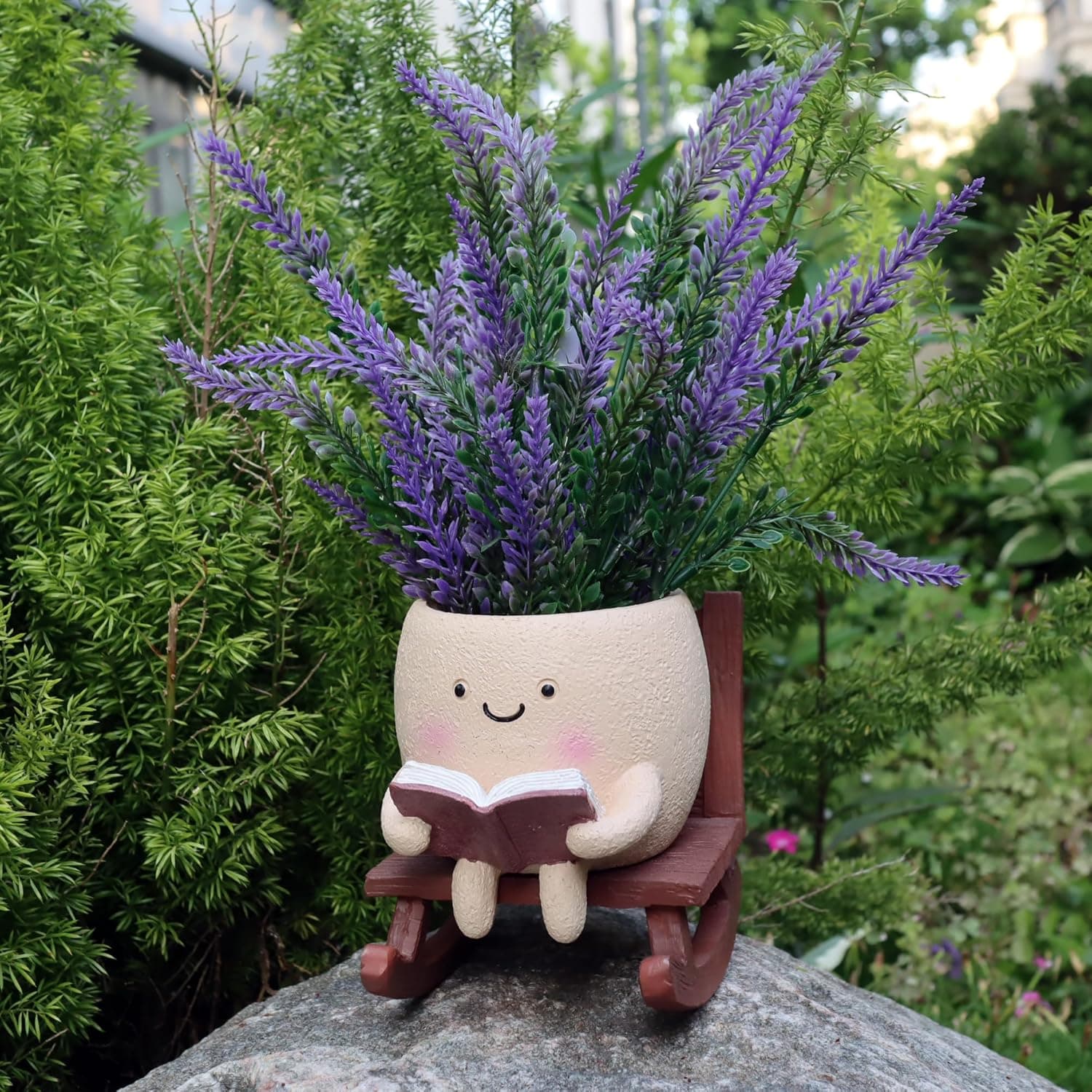 Cute Face Planters with Rocking Chair Design thumbnail 4