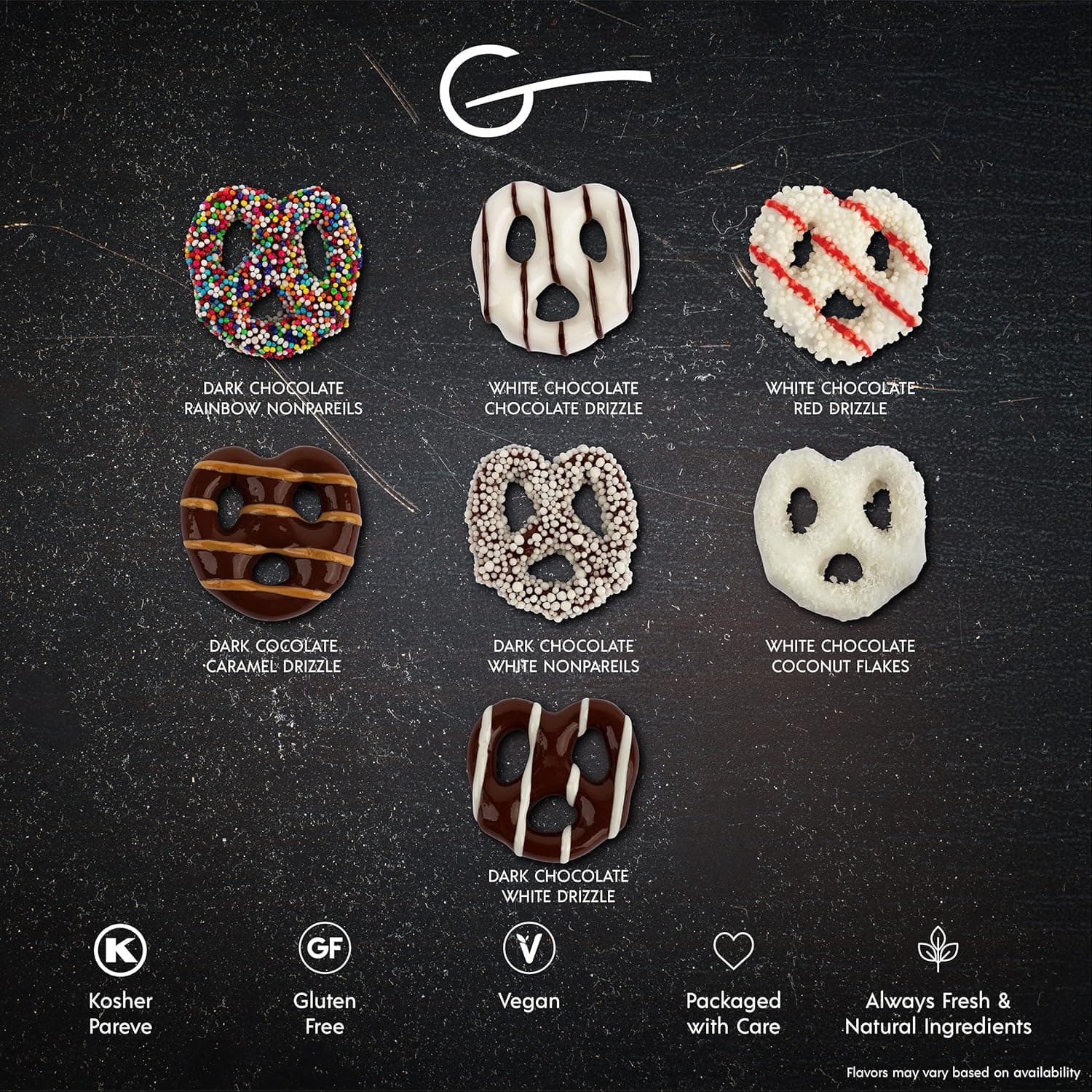 Gluten Free Palace Chocolate Covered Pretzels Gift Box - 4 Flavors thumbnail 3
