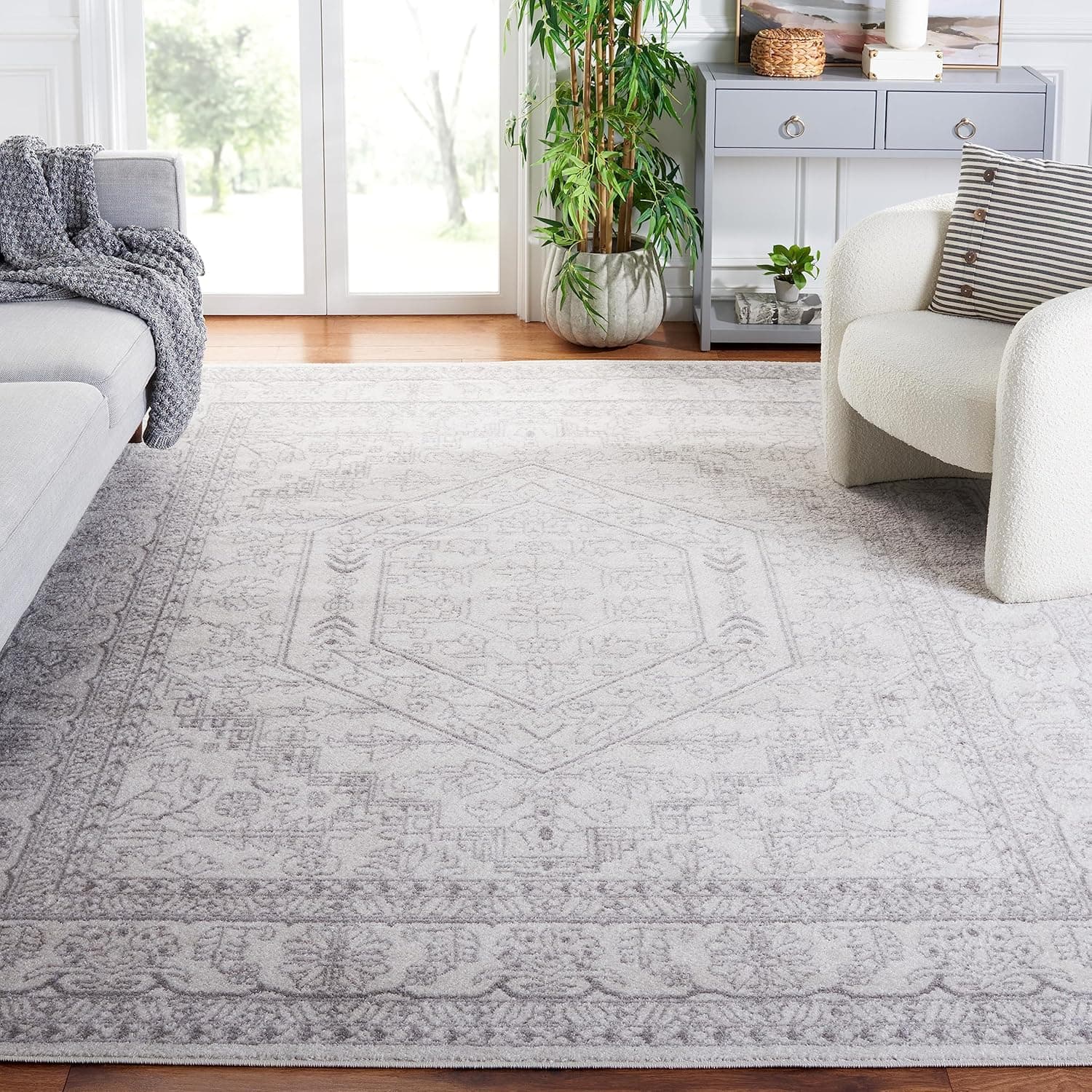 SAFAVIEH Adirondack Area Rug 9x12 - Ivory & Silver Oriental Medallion — Easter Gifts gift idea